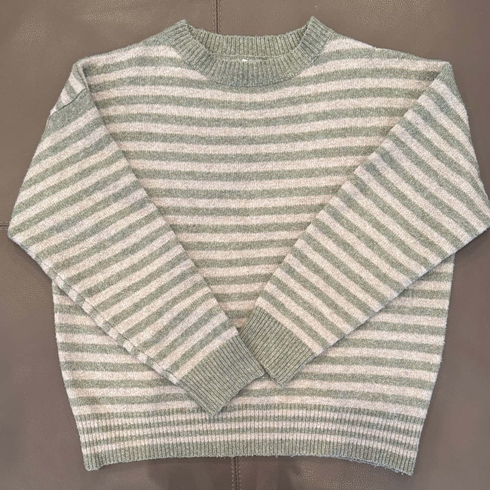 Wishlist Green and White Striped Sweater
